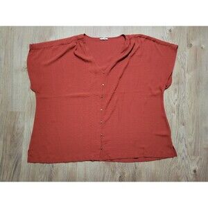 Maurices Rust Red Button Short Sleeve V-neck Shirt plus size 3